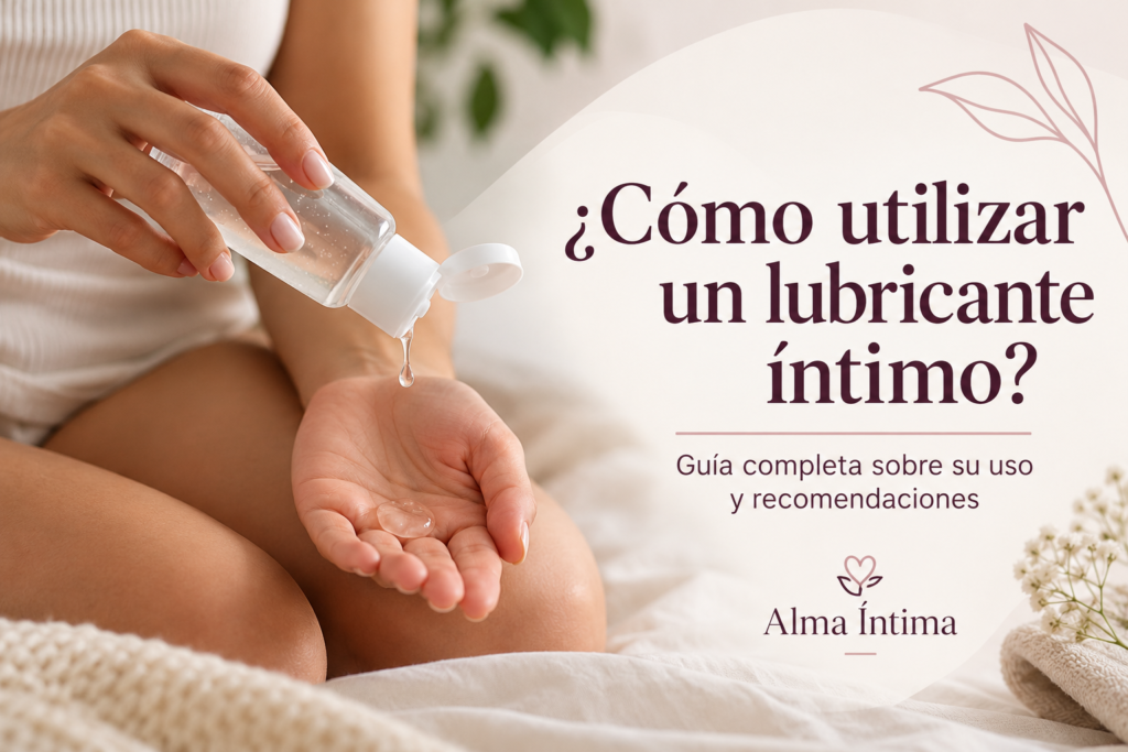 Persona aplicando lubricante íntimo transparente sobre la palma de su mano.