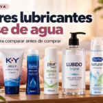 Imagen de cinco lubricantes a base de agua para una comparativa de productos.